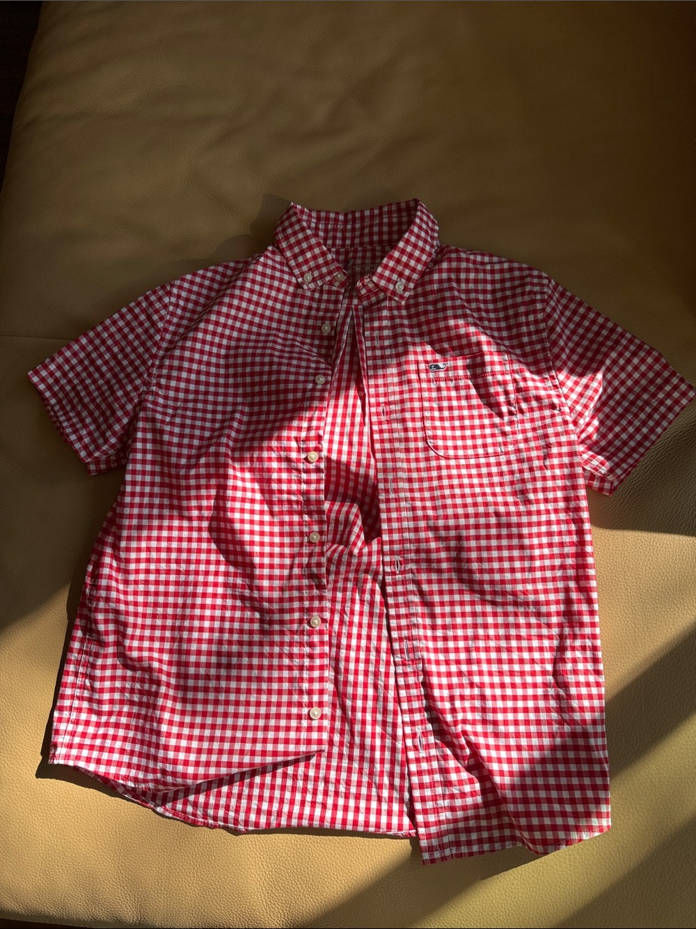 Vineyard Vines Red and White Gingham Button-Down Shirt